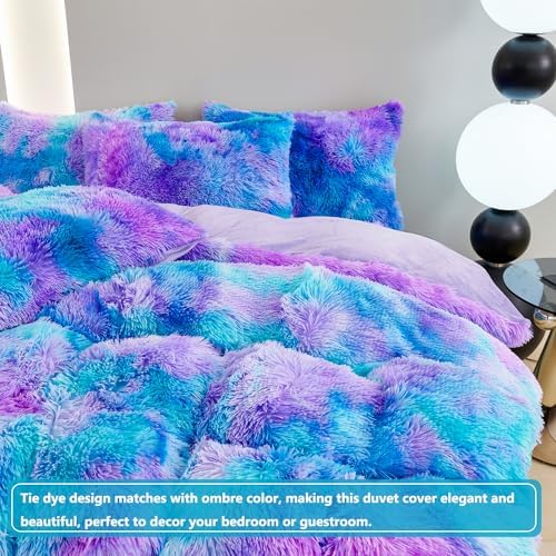 SUCSES Faux Fur Duvet Cover Set Queen Size 3Pcs