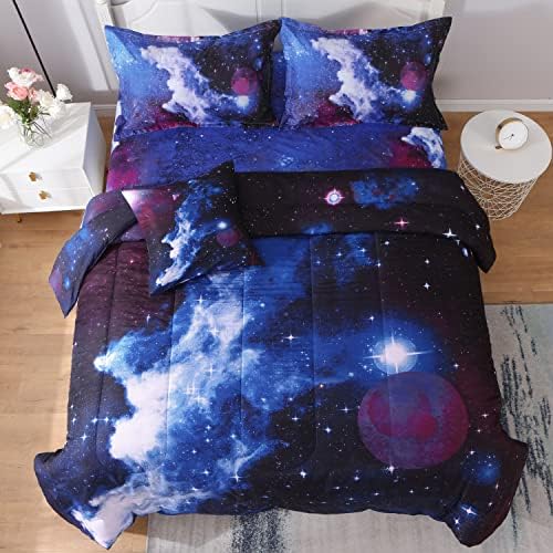 JQinHome Twin Galaxy Comforter Set 6 Piece Bed in a Bag