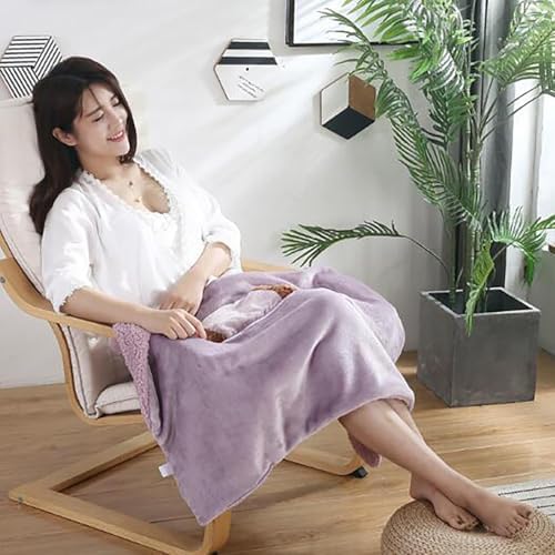 USB Heated Throw Blanket with Hand Warmers Purple