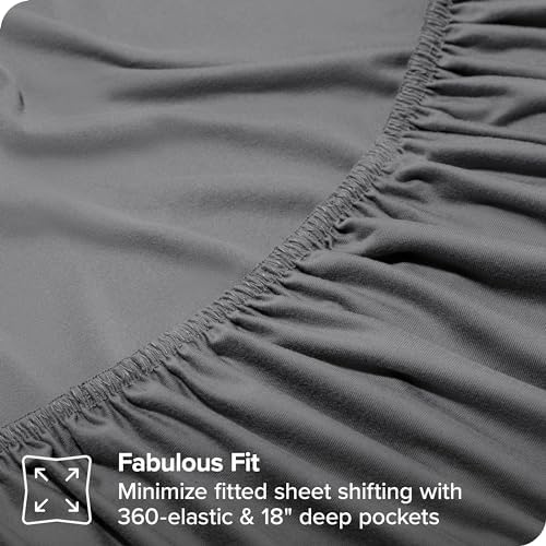Bare Home Premium Microfiber Stretch Sheet Set Full Grey 1