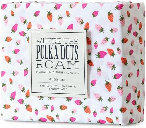 Strawberries Kids Full Size Bed Sheet Set 4 Piece