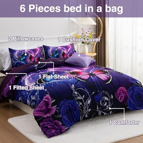 A Nice Night Galaxy 6pc Bed in a Bag Butterfly Bedding Set