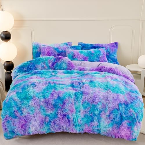 SUCSES Faux Fur Duvet Cover Set Queen Size 3Pcs