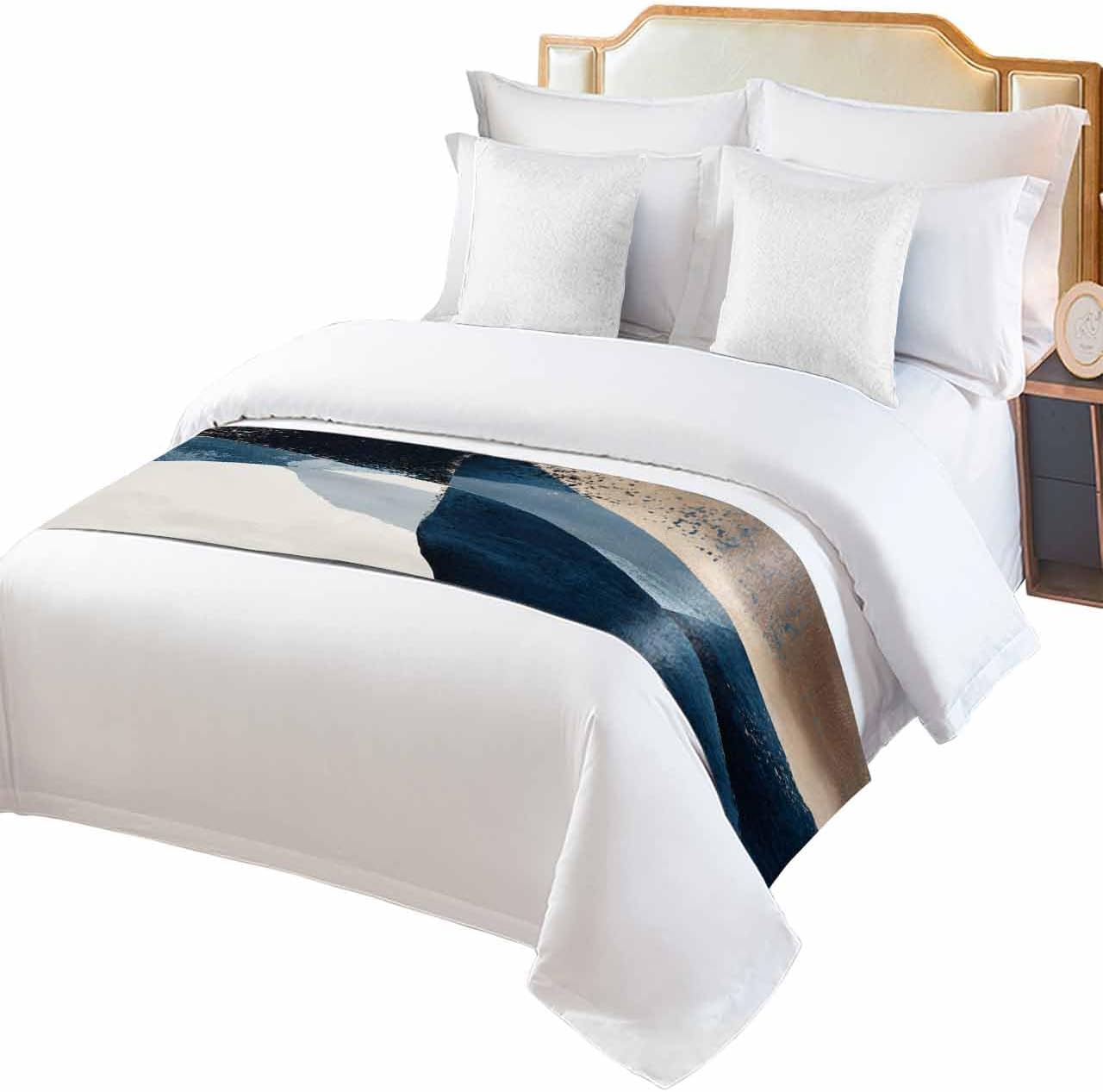 DecorLovee Navy Blue Bed Runner Queen Size