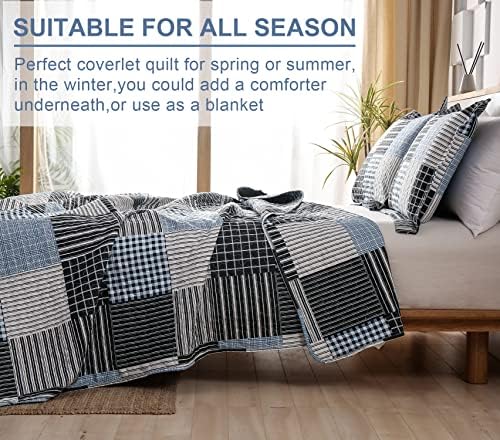 Ycosy Plaid Quilt Set Full Queen with 2 Pillow Shams