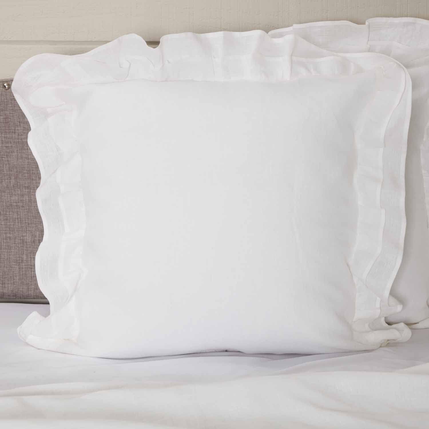 Piper Classics Linen Euro Pillow Cover with 4 Ruffle