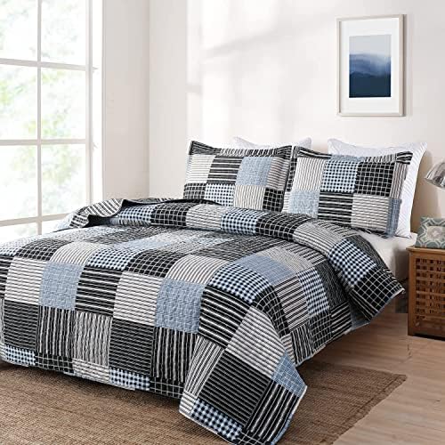 Ycosy Plaid Quilt Set Full Queen with 2 Pillow Shams