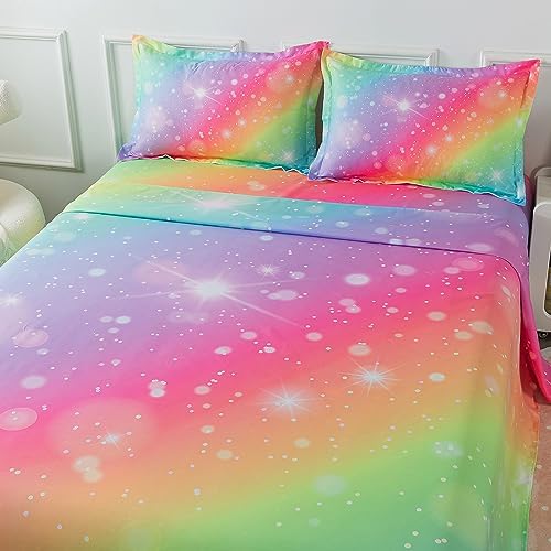 ADASMILE A S Rainbow Fitted Bed Sheet Set for Kids 1
