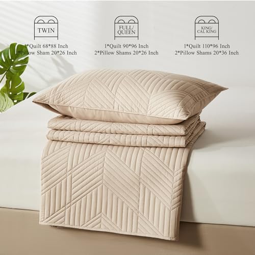 Davulos Reversible Microfiber Quilt Set Beige