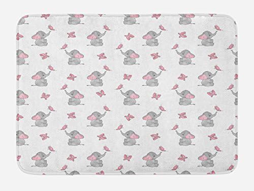Ambesonne Animal Cartoon Bath Mat with Non-Slip Backing