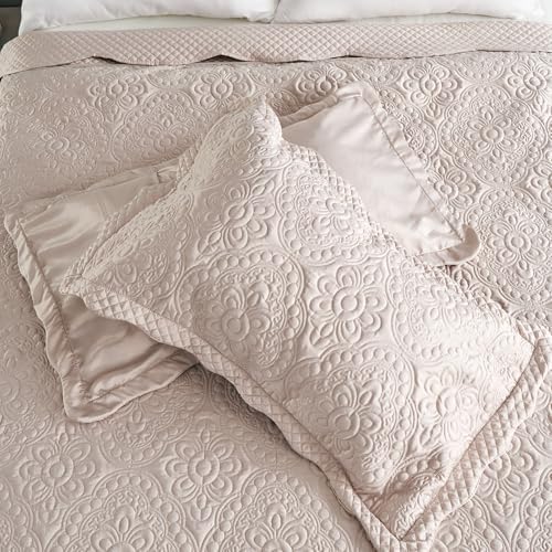 Cmfshape Floral Embroidery Quilt Set 3 Piece King Size