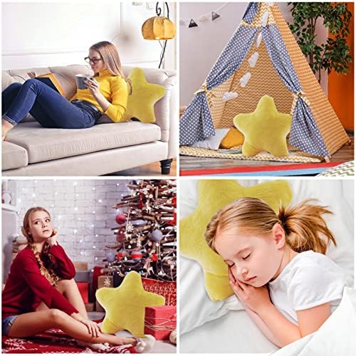 AUCOOMA Star Shaped Plush Throw Pillow - Soft Yellow 157 Inch