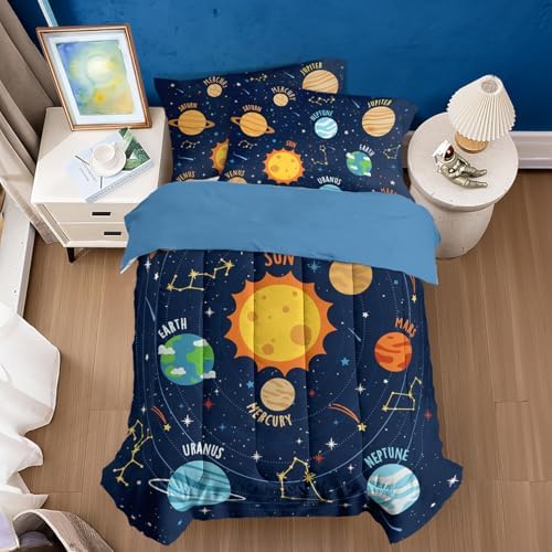 SANDJEST Solar System Duvet Cover Set for Kids