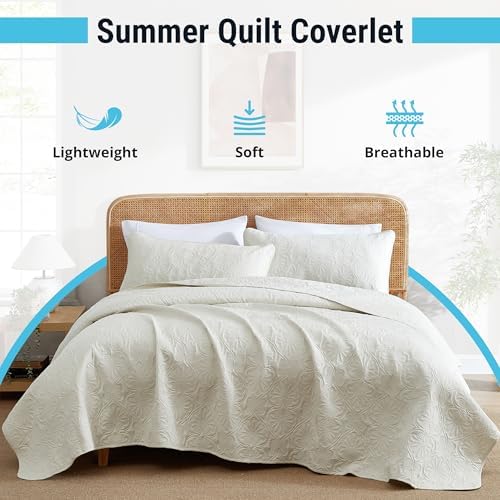 HLCME Benji Quilt Set 3 Piece Full Queen Beige