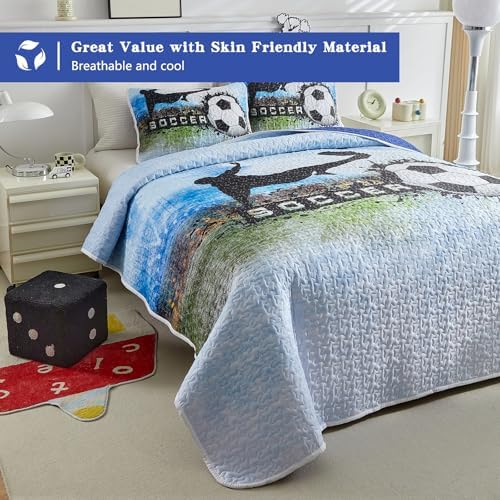 UOZZI BEDDING Boys Quilt Set Summer Breathable Microfiber