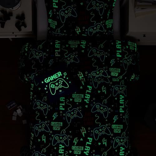 Glow in The Dark Gamer Comforter Set for Kids