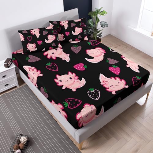 UEVBF Cute Axolotl Bed Set Twin Size Pink