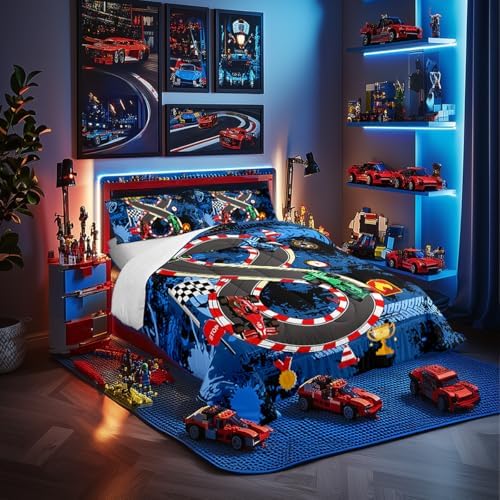 Racing Track Cars Bed Set for Boys and Men