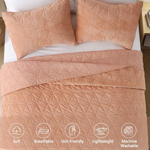 KASENTEX Velvet Oversized King Quilt Set 3 Piece