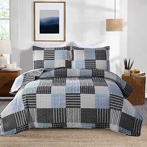 Ycosy Plaid Quilt Set Full Queen with 2 Pillow Shams