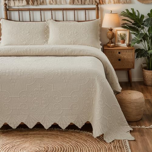 Brandream Beige Quilt Set King Size 3Pcs