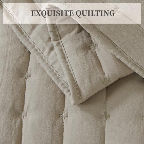 Suchbed Beige Cross-Stitch Quilt Set King Size 1