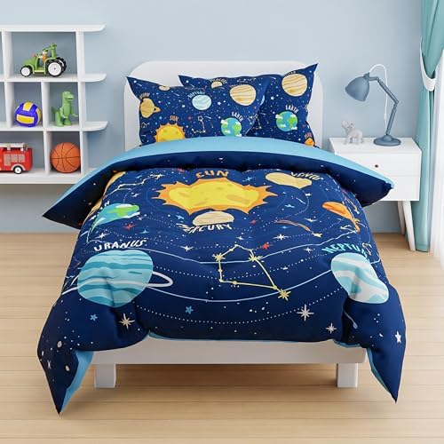 SANDJEST Solar System Duvet Cover Set for Kids