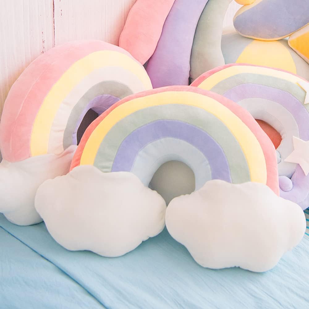 BENEKIY Rainbow Cloud Plush Pillow for Girls 21 Inch Throw