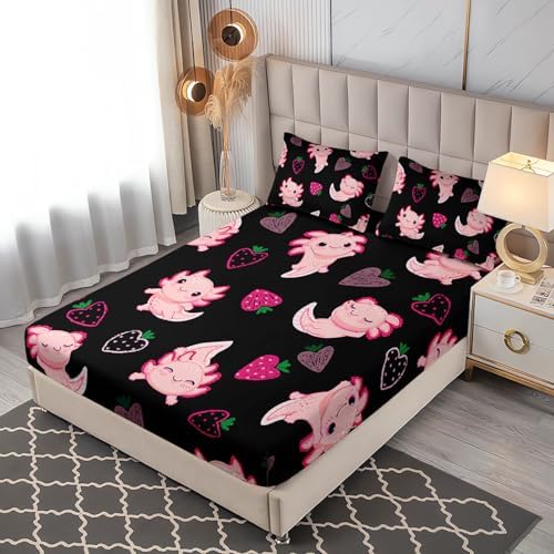 UEVBF Cute Axolotl Bed Set Twin Size Pink