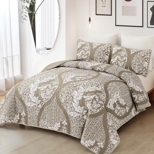 Boho Beige Quilt Set King Size 3 Pieces