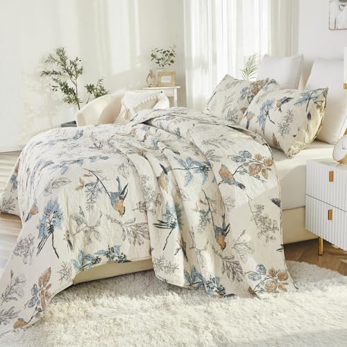 Brandream Birds Comforter Set Queen 3Pcs Beige