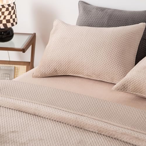 KASENTEX Plush Poly-Velvet Quilt Set with Shams - Queen Size