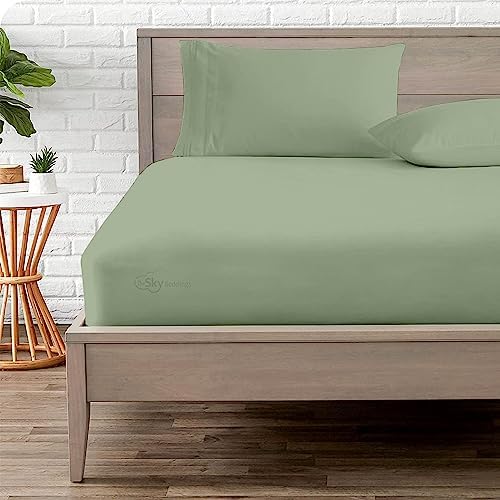The Sky Bedding 1000TC Moss Green California King Fitted Sheet Set