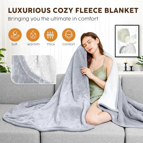 HYLEORY Heated Throw Blanket with 3 Heat Levels and 4H Timer