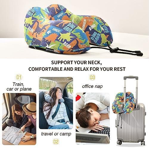 Sletend Bright Dinosaurs Travel Neck Pillow for Adults Kids