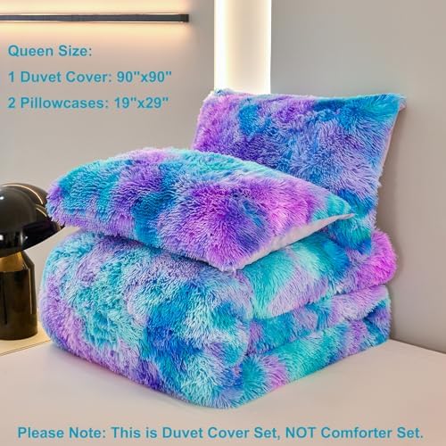SUCSES Faux Fur Duvet Cover Set Queen Size 3Pcs