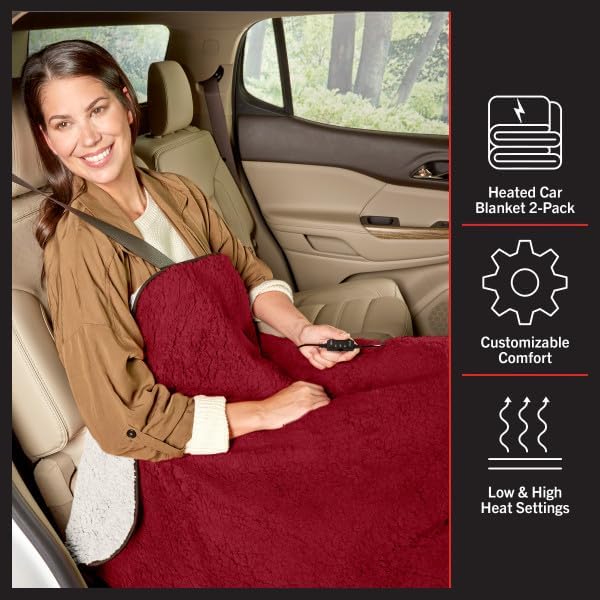Stalwart Heated Car Blanket 2-Pack - Red 1