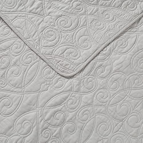 Laura Ashley Felicity Quilt Set - King 100 Cotton Soft Grey
