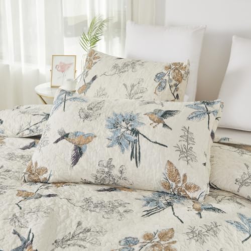 Brandream Birds Comforter Set Queen 3Pcs Beige