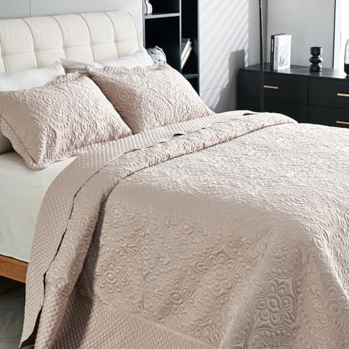Cmfshape Floral Embroidery Quilt Set 3 Piece King Size