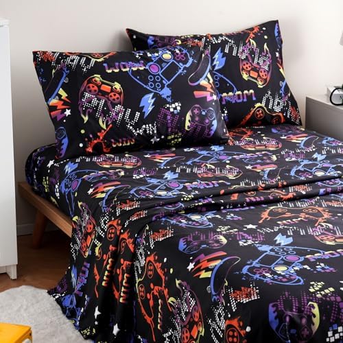 JSD Black Gaming Sheet Set Twin Size 3 Piece