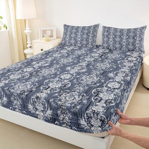 Erosebridal Damask Fitted Sheet Twin Gothic Floral