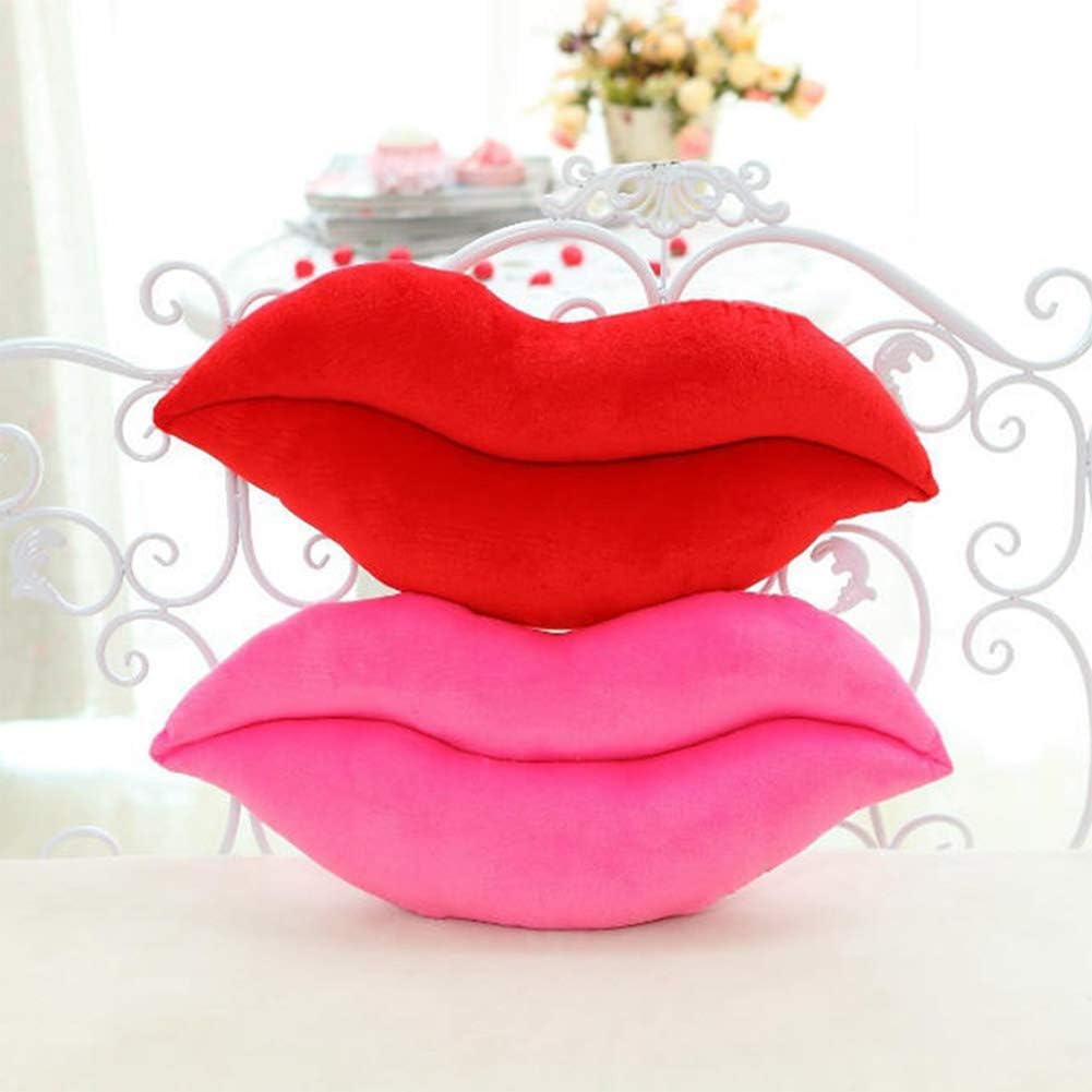 Ptsygantl Lip Shape Throw Pillow Reversible Plush Decor 30cm
