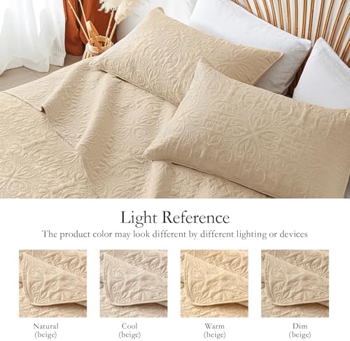 Akkialla Beige Quilt Bedding Set for All Seasons