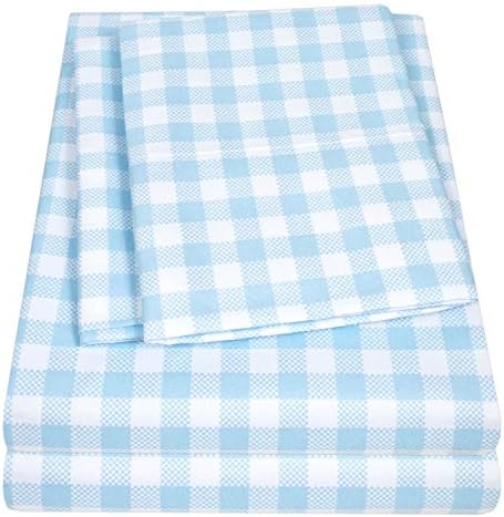1500 Supreme Kids Bed Sheet Set - Blue Gingham