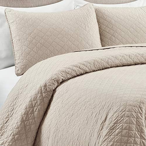 Lush Decor Ava Diamond Quilt Set - King - Neutral