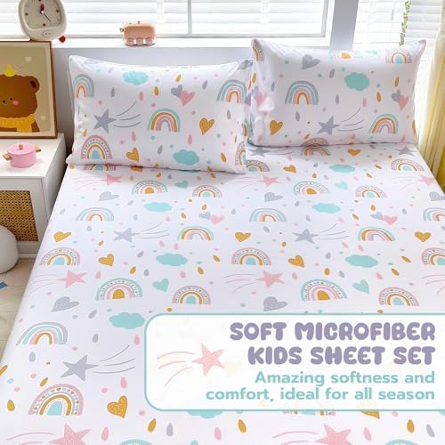 Homilay Kids 4 Piece Rainbow Sheet Set