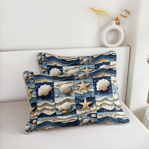 QOOMO Coastal Quilt Set Twin Size 3 Piece