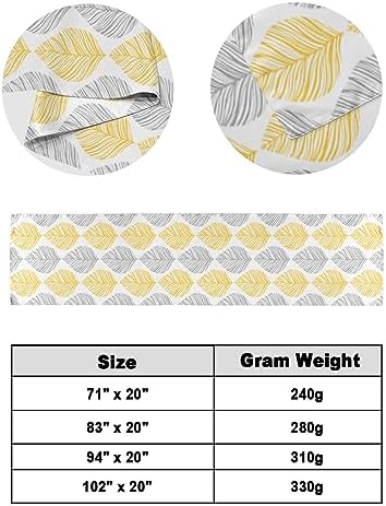 Minimalist Yellow Grey Leaf Bed Runner Scarf 94x20