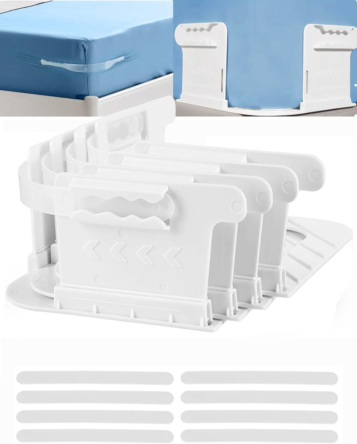 HYZYey Bed Sheet Holders 4 Sets with 8 Plastic Fasteners
